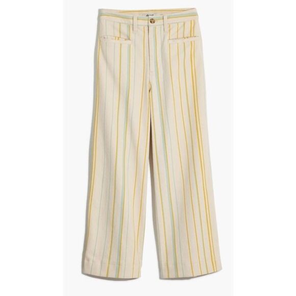 Madewell Pant Emmett Tall Wide Leg Crop Stripe NWT - Picture 6 of 10